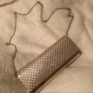 Call It Spring Gold Textured Glitter Clutch